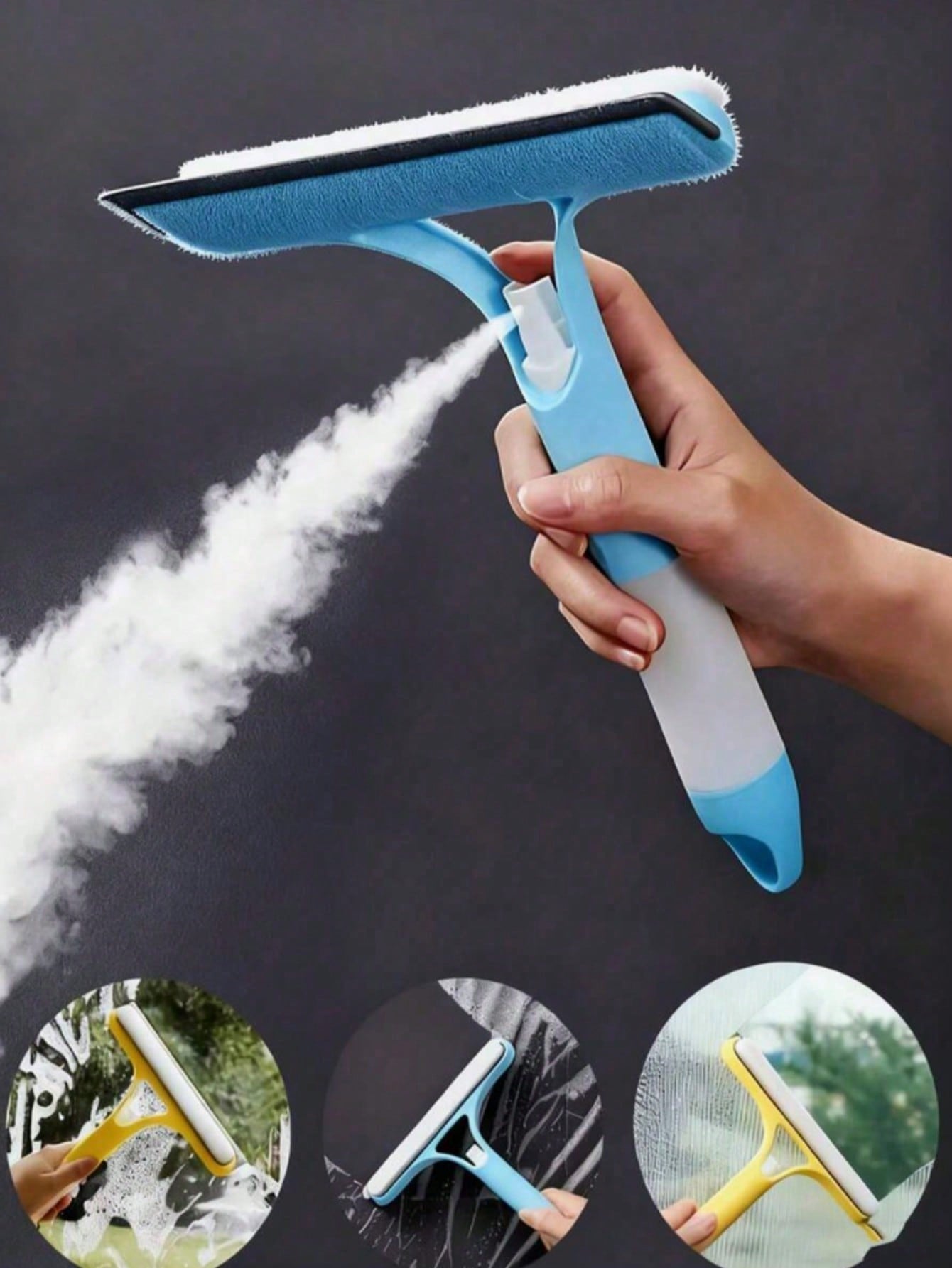 Glass Cleaner Streak - 3 in 1 Glass Squeegee with