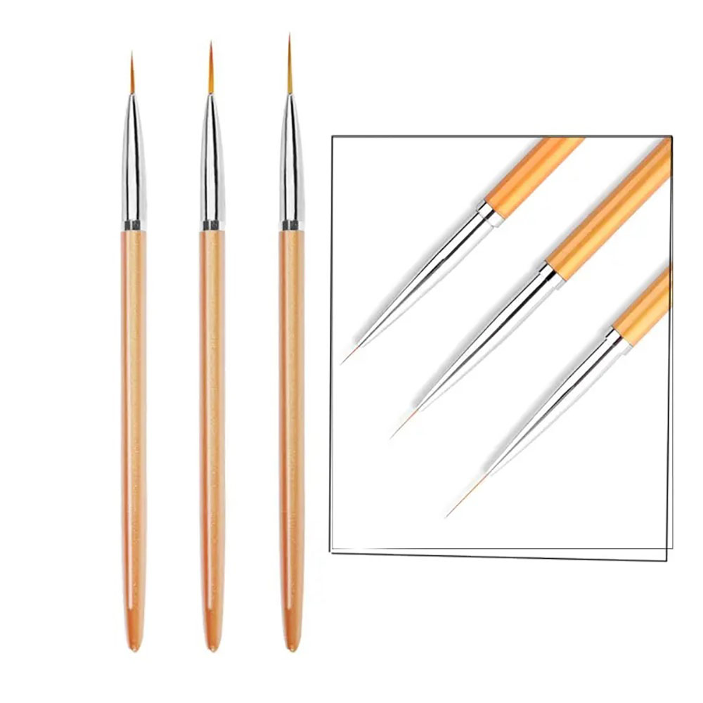 3Pcs Gold Nail Art Striping Br - Detailing Brush Set 评论和价格