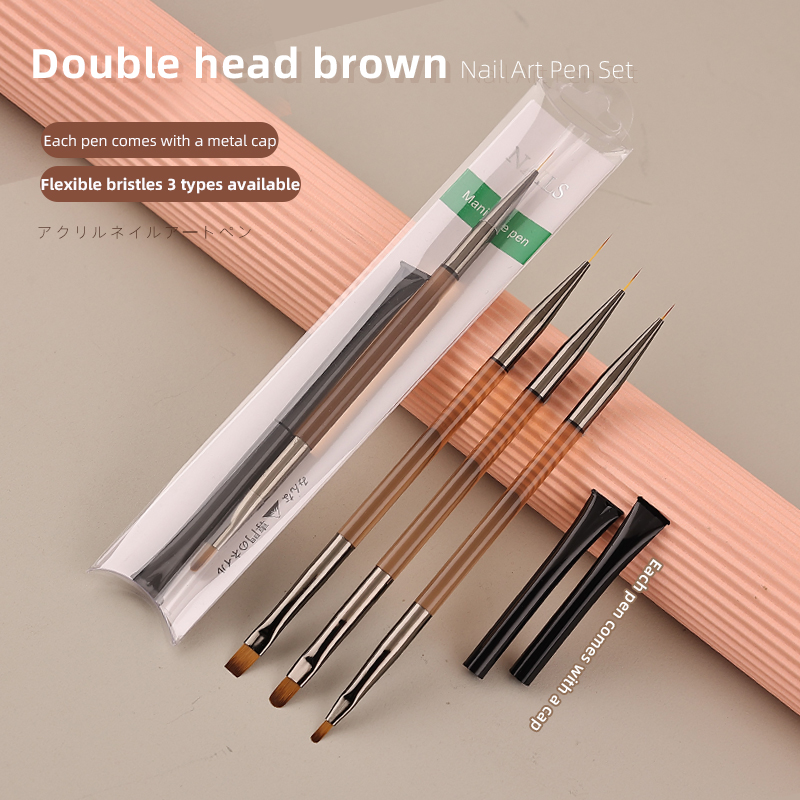3pcs Double-end Nail Art Brush - Detailing Brush Set 评论和价格